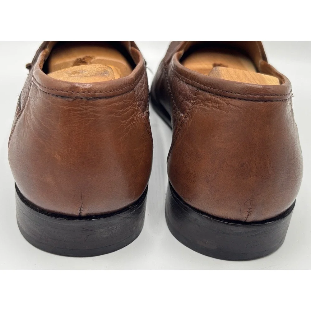 Brass Boot Wellington Classics Men's Brown Woven Leather Tassel Loafers 10.5